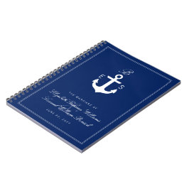 Monogram nautisch anker donker bruiloft Notitieboe Notitieboek