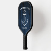 Monogram nautisch anker marineblauw hout pickleball paddle (Links)