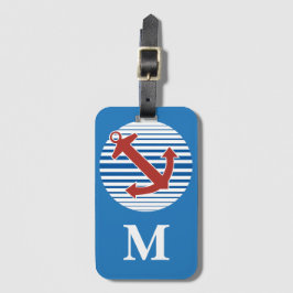 Monogram nautisch anker met strepen bagagelabel