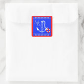 Monogram nautisch anker vierkante sticker (Tas)