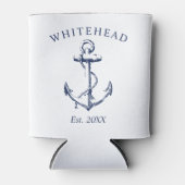 Monogram nautisch anker wit blikjeskoeler (Voorkant)