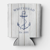 Monogram nautisch anker wit hout blikjeskoeler (Voorkant)