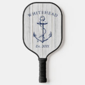 Monogram nautisch anker wit hout pickleball paddle (Voorkant)