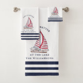 Monogram nautisch leven is beter bij het meer bad handdoek (Insitu)