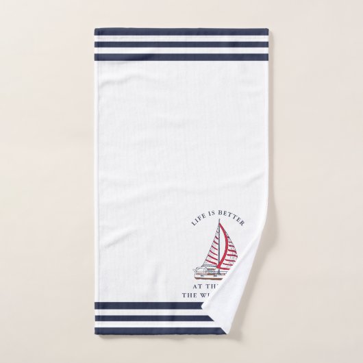 Monogram nautisch leven is beter bij het meer bad handdoek (Handdoek)