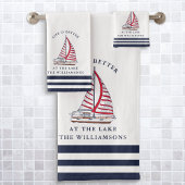 Monogram nautisch leven is beter bij het meer bad handdoek