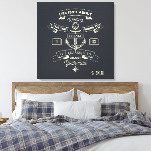Monogram. Nautisch. Life Quote. Canvas Afdruk (Insitu (Slaapkamer))