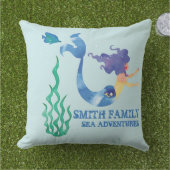 Monogram. Nautisch. Mermaids' Bay. Familienaam. Buitenkussen (Gras)