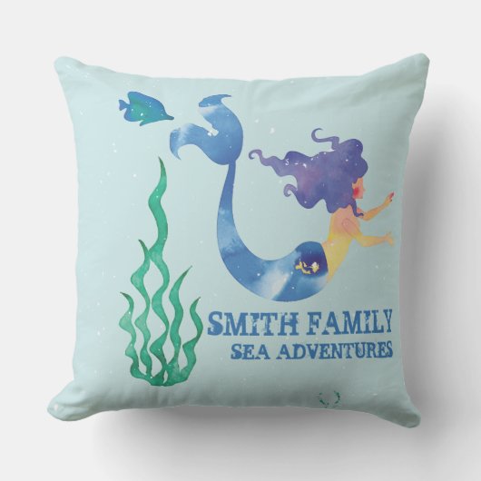 Monogram. Nautisch. Mermaids' Bay. Familienaam. Buitenkussen (Voorkant)