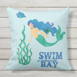 Monogram. Nautisch. Mermaids' Bay. Familienaam. Buitenkussen