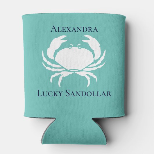 Monogram Nautisch monogram Blauwgroen White CRAB C Blikjeskoeler (Achterkant)