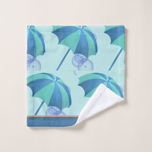 Monogram Nautisch Strand Gnoom Blauw Wit Jongen Bad Handdoek (Wasdoekje)