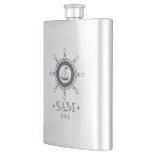 Monogram. Nautisch. Verzend. Bon Voyage. Heupfles (Links)