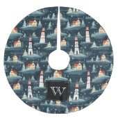 Monogram Nautisch Zee Vuurtoren Kerstboom Rok (Voorkant)