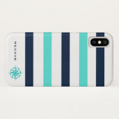 monogram nautische strepen Case-Mate iPhone case (Achterkant (horizontaal))