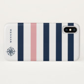 monogram nautische strepen Case-Mate iPhone case (Achterkant (horizontaal))