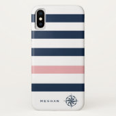monogram nautische strepen Case-Mate iPhone case (Achterkant)