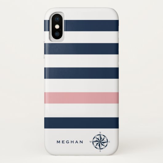 monogram nautische strepen Case-Mate iPhone case (Achterkant)