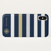 monogram nautische strepen Case-Mate iPhone case (Achterkant (horizontaal))