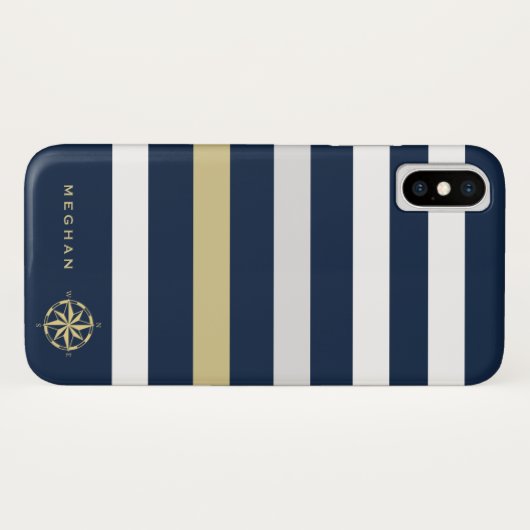 monogram nautische strepen Case-Mate iPhone case (Achterkant (horizontaal))