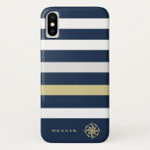 monogram nautische strepen Case-Mate iPhone case (Achterkant)