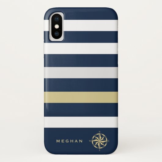 monogram nautische strepen Case-Mate iPhone case (Achterkant)