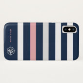 monogram nautische strepen Case-Mate iPhone case (Achterkant (horizontaal))