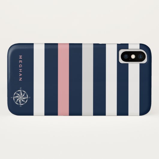 monogram nautische strepen Case-Mate iPhone case (Achterkant (horizontaal))