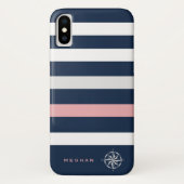 monogram nautische strepen Case-Mate iPhone case (Achterkant)