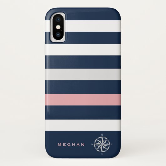 monogram nautische strepen Case-Mate iPhone case (Achterkant)