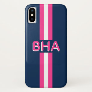 Monogram Navy and Hot Pink Stripe Case-Mate iPhone Case