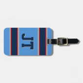 Monogram Navy and Light Blue Sport Stripes Bagagelabel (Voorkant horizontaal)