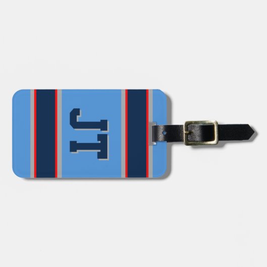 Monogram Navy and Light Blue Sport Stripes Bagagelabel (Voorkant horizontaal)