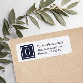 Monogram Navy and White Classic Square Etiket
