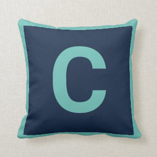 MONOGRAM NAVY AQUA DOUBLESIDED Cushion Pillow Kussen