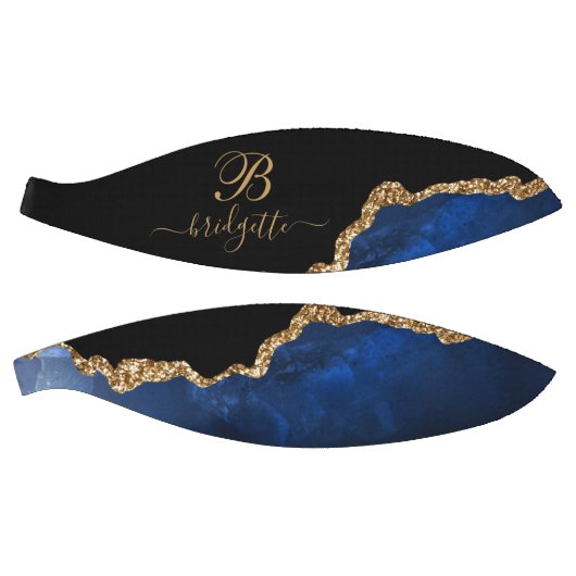 Monogram Navy Black Agate Geode Gold Glitter Girls Basketbal (Panelen)