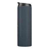 Monogram Navy Blau Gouden Script Naam Minimalistis Thermosbeker (Geroteerd rechts)