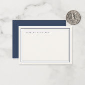 Monogram Navy Blau Ivoor Dubbele Rand Notitiekaartje (Voorkant / Achterkant in situ)