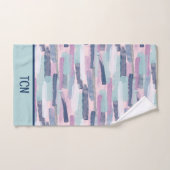 Monogram Navy Blau Lichtblauw Paars Wit Abstract Bad Handdoek (Handdoek)
