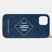 Monogram Navy Blauw Case-Mate iPhone Case (Achterkant (horizontaal))