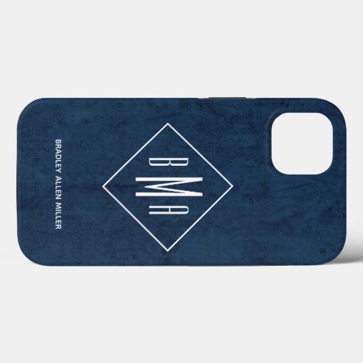 Monogram Navy Blauw Case-Mate iPhone Case (Achterkant (horizontaal))