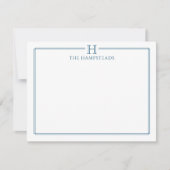 Monogram Navy Blauw Elegant Gezinsbriefpapier Notitiekaartje (Voorkant)