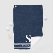 Monogram Navy Blauw en Wit Modern Golfhanddoek (Insitu)