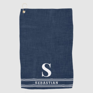 Monogram Navy Blauw en Wit Modern Golfhanddoek