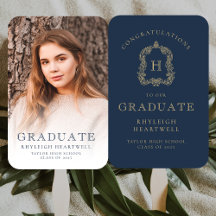 Monogram Navy Blauw Goud Foto Afstuderen