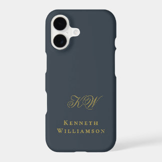 Monogram Navy Blauw Goud Naam Minimalistisch Heren