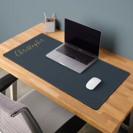Monogram Navy Blauw Goud Schrift Naam Minimalistis Bureaumat