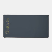 Monogram Navy Blauw Goud Schrift Naam Minimalistis Bureaumat (Voorkant)