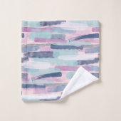 Monogram Navy Blauw Lichtblauw Paars Wit Abstract Bad Handdoek (Wasdoekje)