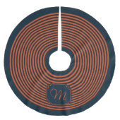 Monogram Navy Blauw Oranje Gestreepte Kerstmis Kerstboom Rok (Voorkant)